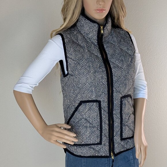 J. Crew Vest Women's XS Gray Excursion Quilted Puffer in Herringbone Full-Zip - Picture 4 of 16